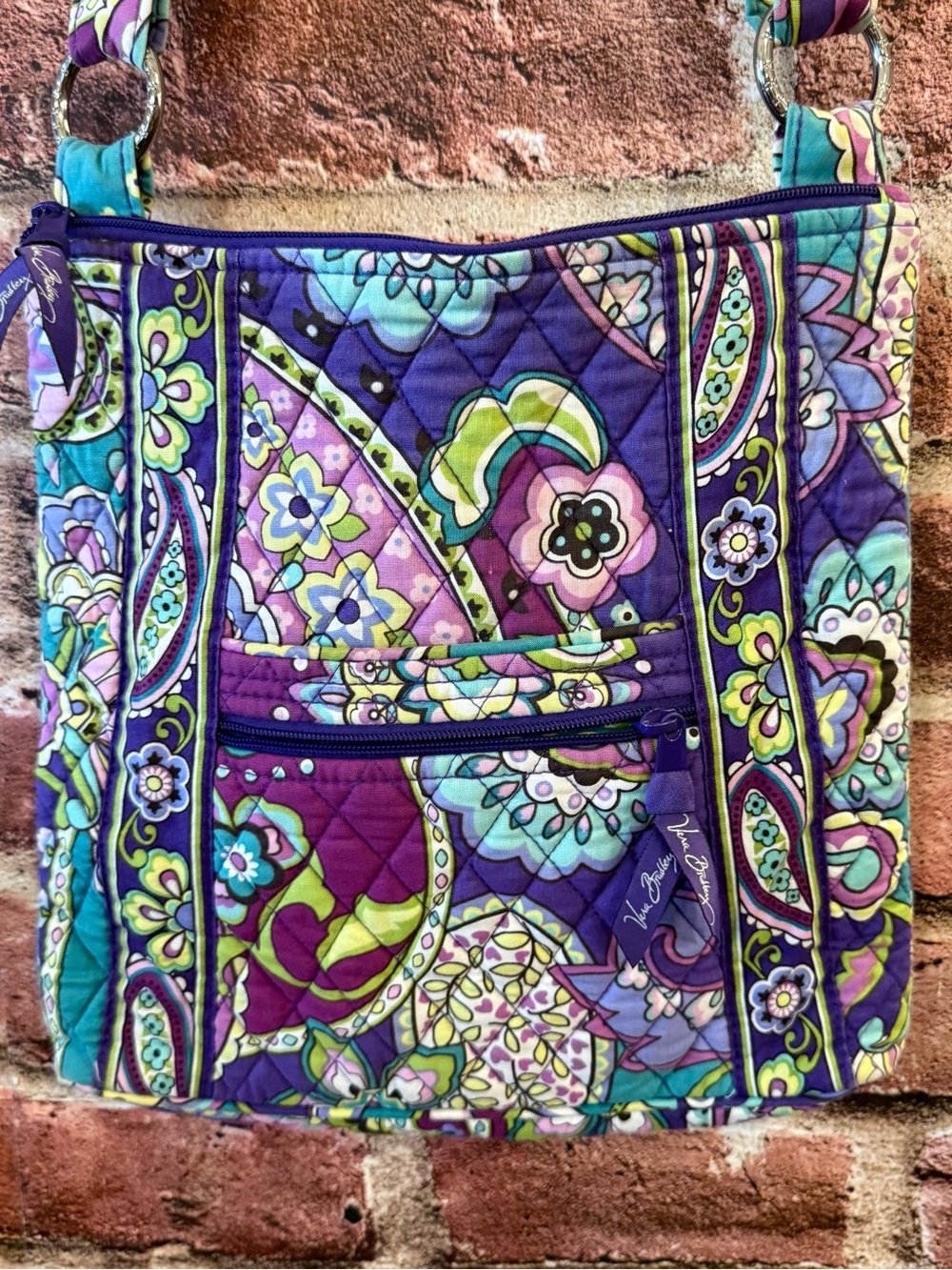 Vera Bradley Purple Paisley Quilted Crossbody Shoulder Bag Purse